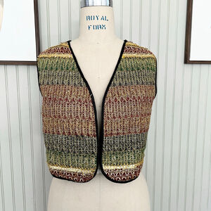 Jou Jou Vintage Metallic Gold Multi Crop Vest